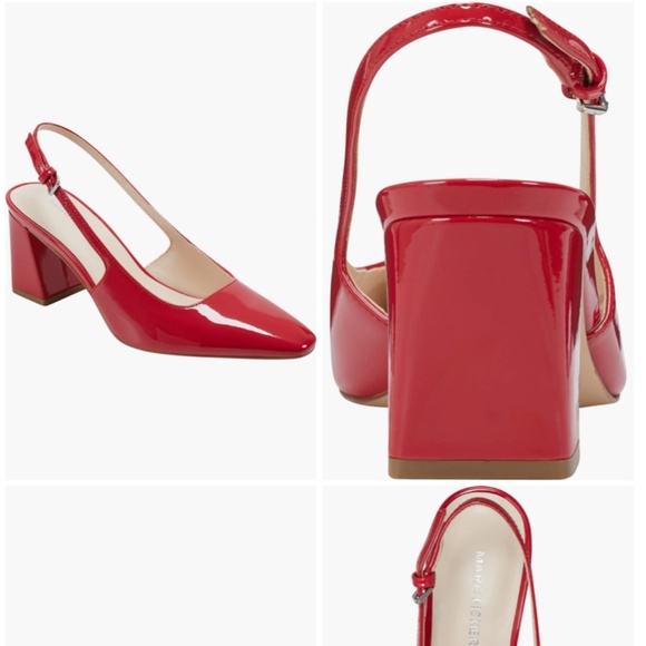 NIB Marc Fisher Red Patent Leather Slingback Pumps Block heel Shoes Sz 8.5 - Picture 8 of 10